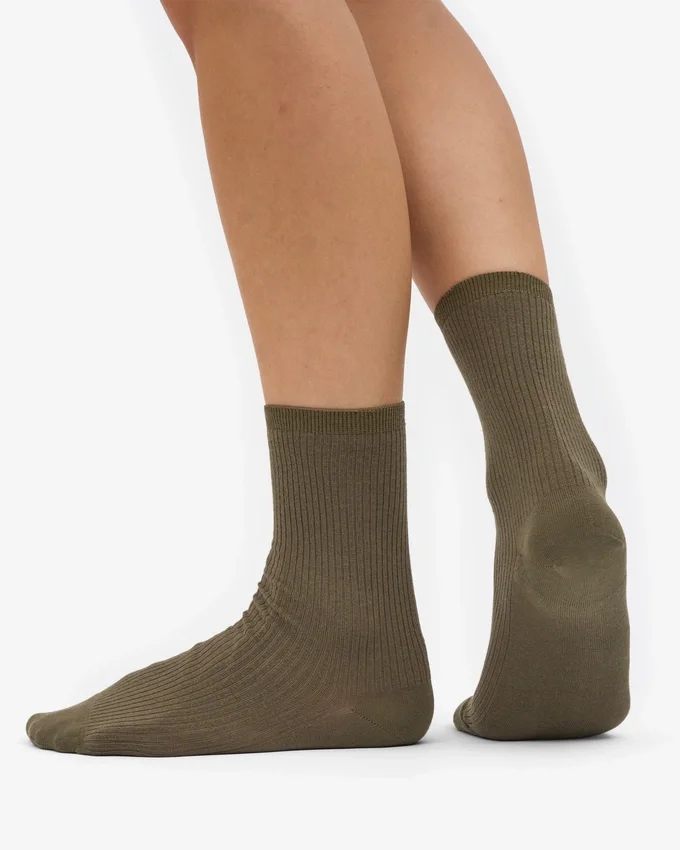 Calcetines Classic Organic para mujer - Oliva polvoriento