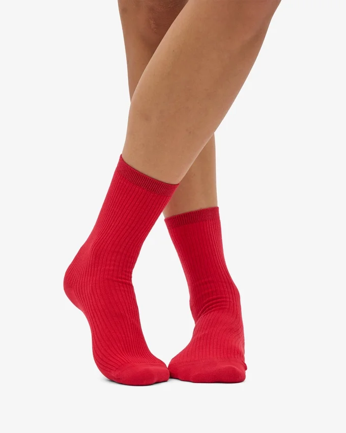 Calcetines Classic Organic para mujer - Rojo escarlata
