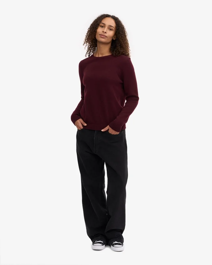 Calcetines clásicos de lana merino para mujer - Rojo sangre de buey