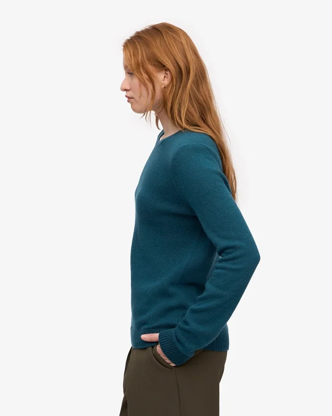 Calcetines clásicos de lana merino para mujer - Verde océano