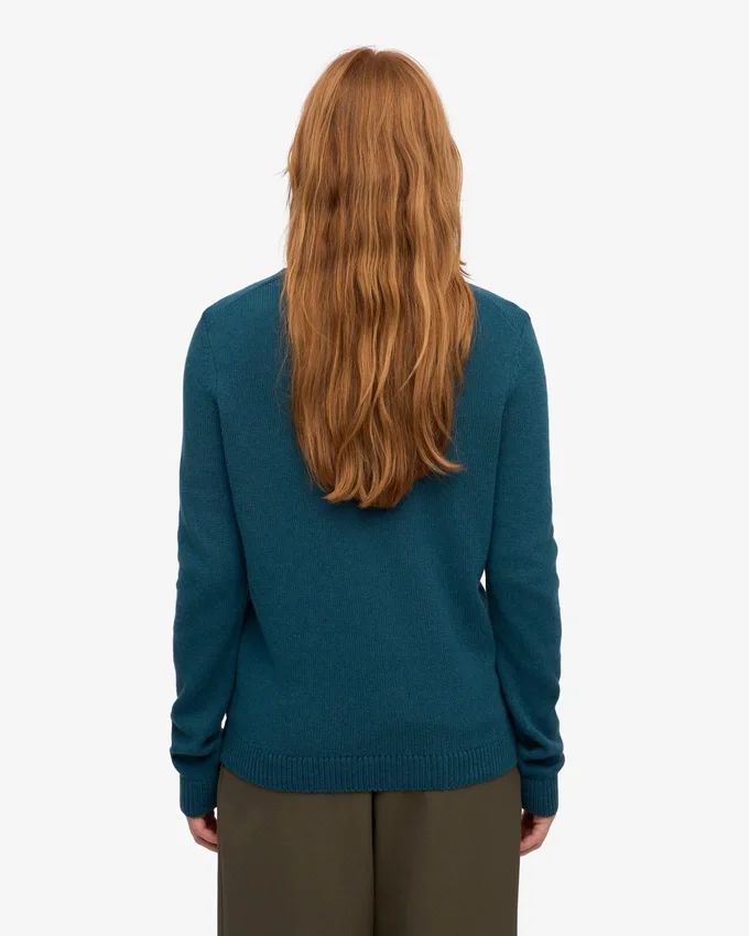 Calcetines clásicos de lana merino para mujer - Verde océano