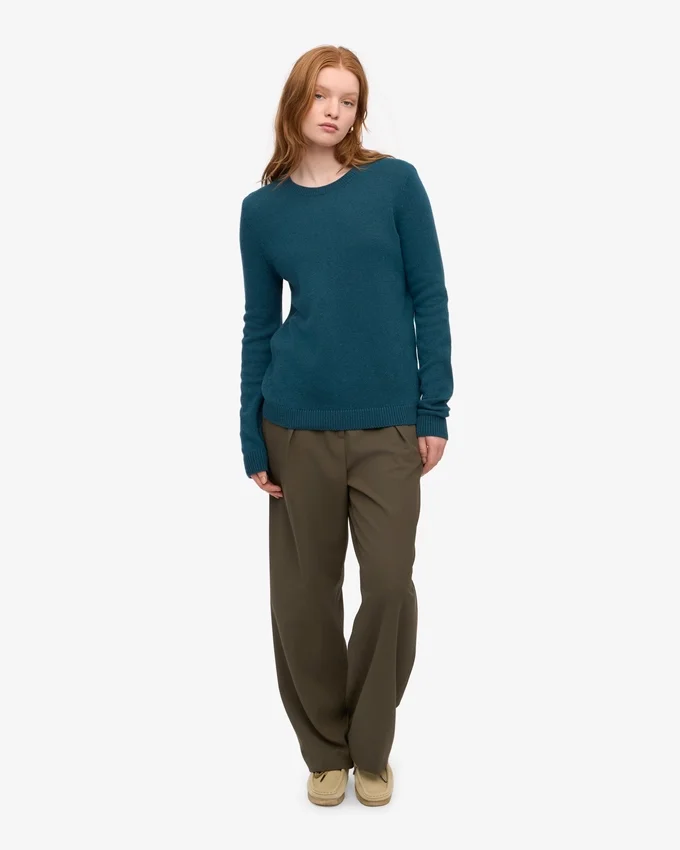 Calcetines clásicos de lana merino para mujer - Verde océano