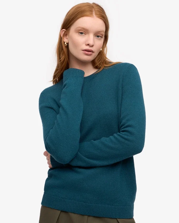 Calcetines clásicos de lana merino para mujer - Verde océano