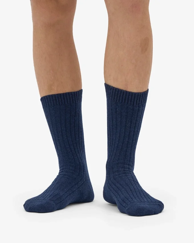 Calcetines de mezcla de lana merino - Azul marino