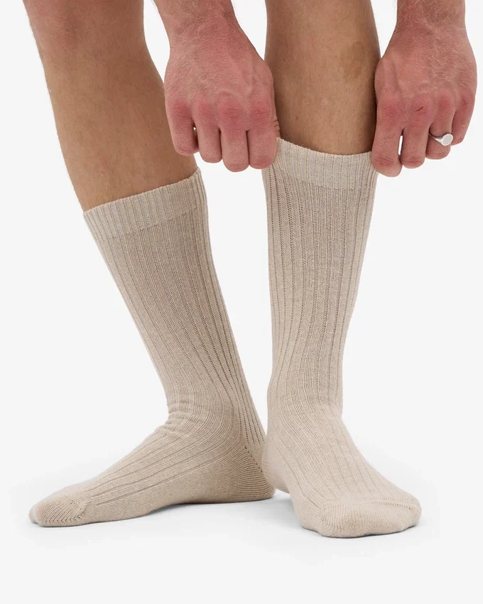 Calcetines de mezcla de lana merino - Blanco marfil