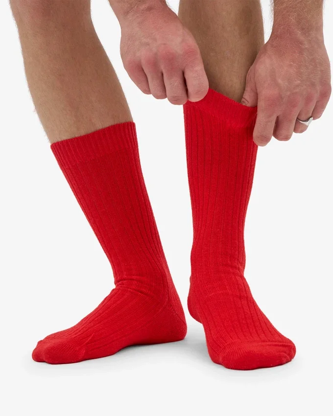 Calcetines de mezcla de lana merino - Rojo mandarina