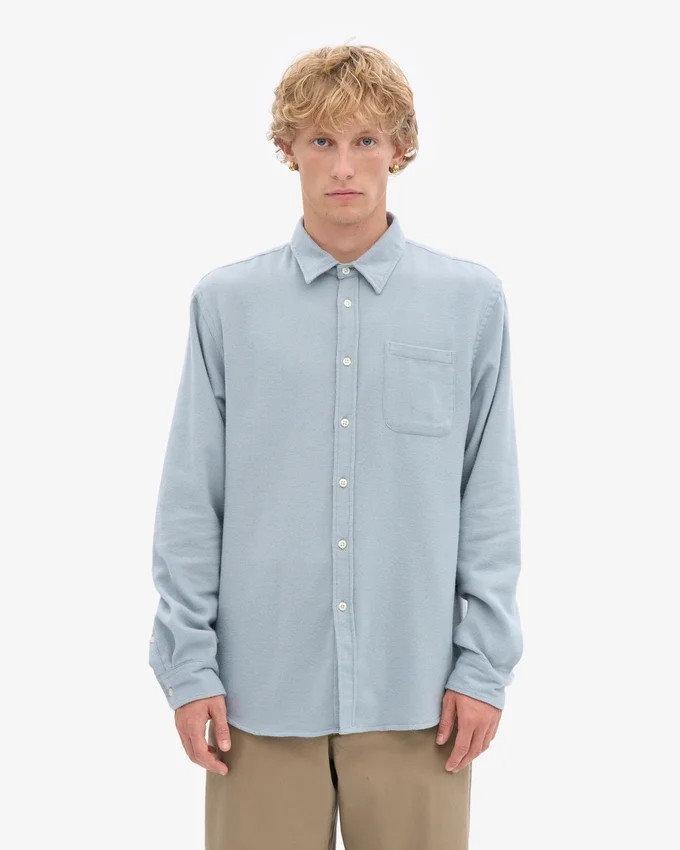 Camisa de franela orgánica - Azul acero