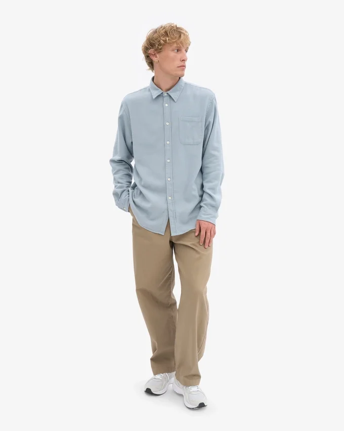 Camisa de franela orgánica - Azul acero