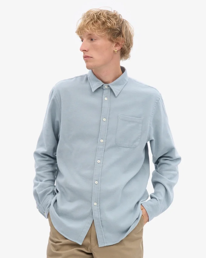 Camisa de franela orgánica - Azul acero