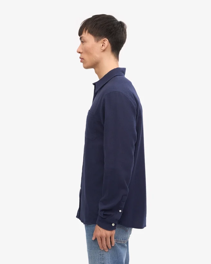 Camisa de franela orgánica - Azul marino