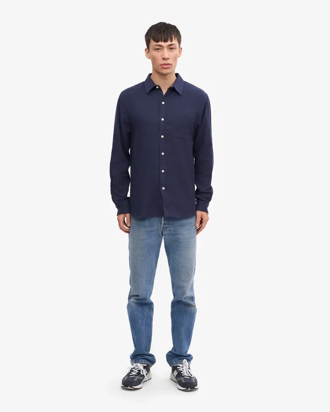 Camisa de franela orgánica - Azul marino