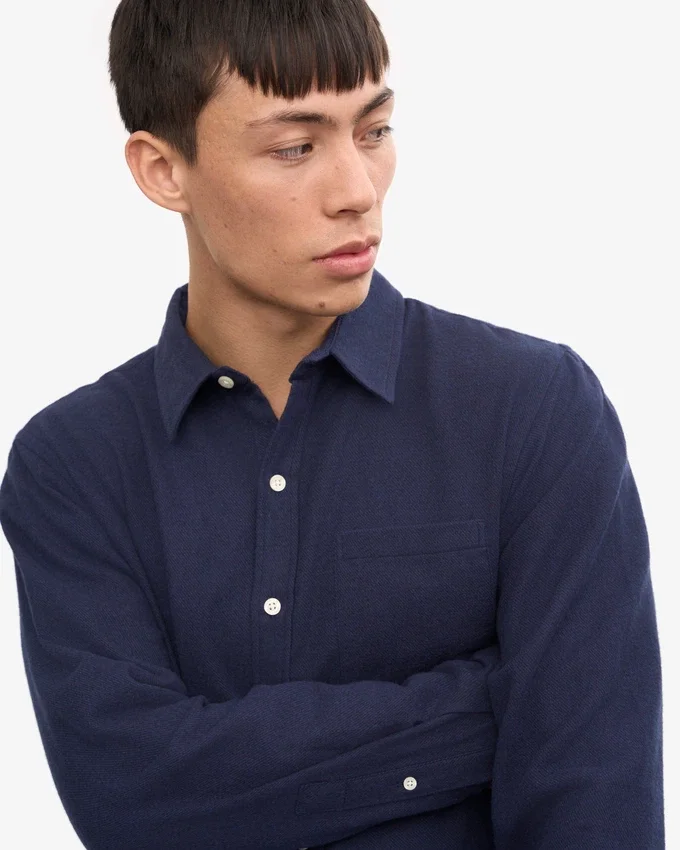 Camisa de franela orgánica - Azul marino