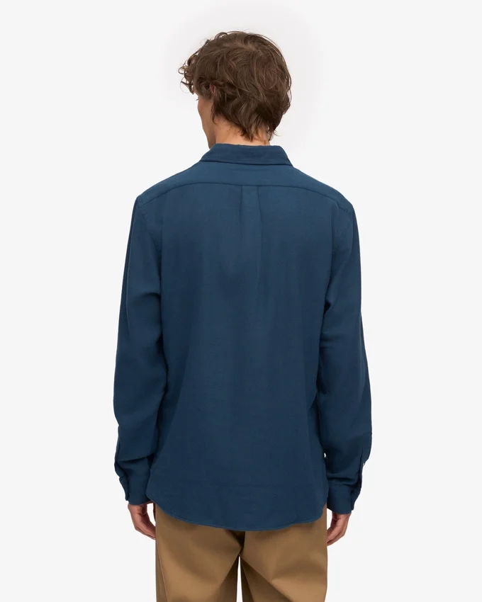 Camisa de franela orgánica - Azul petróleo