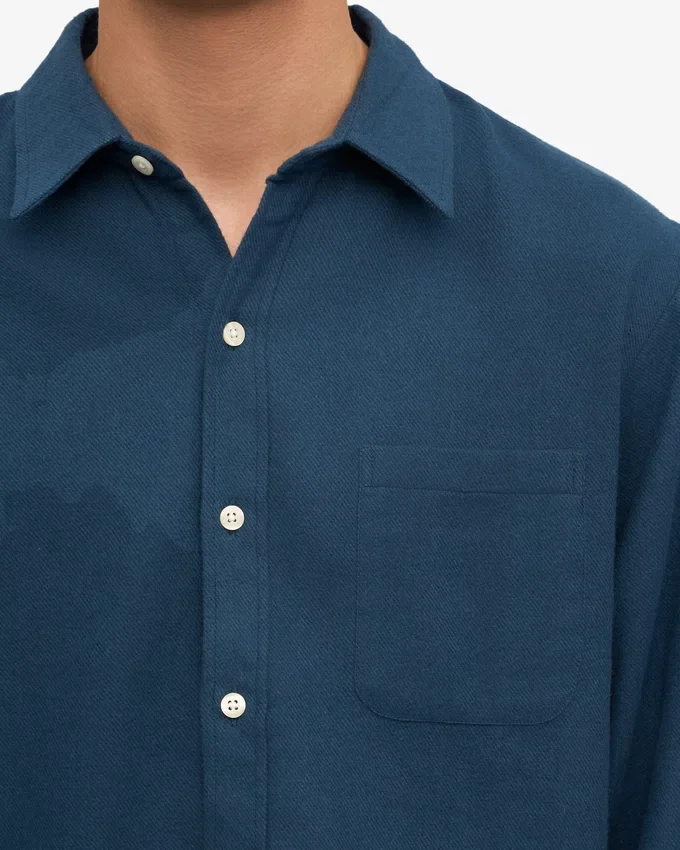 Camisa de franela orgánica - Azul petróleo