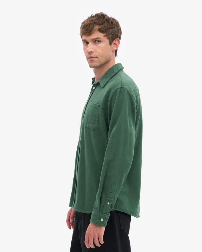 Camisa de franela orgánica - Verde esmeralda