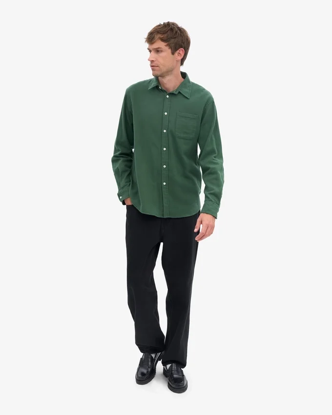 Camisa de franela orgánica - Verde esmeralda