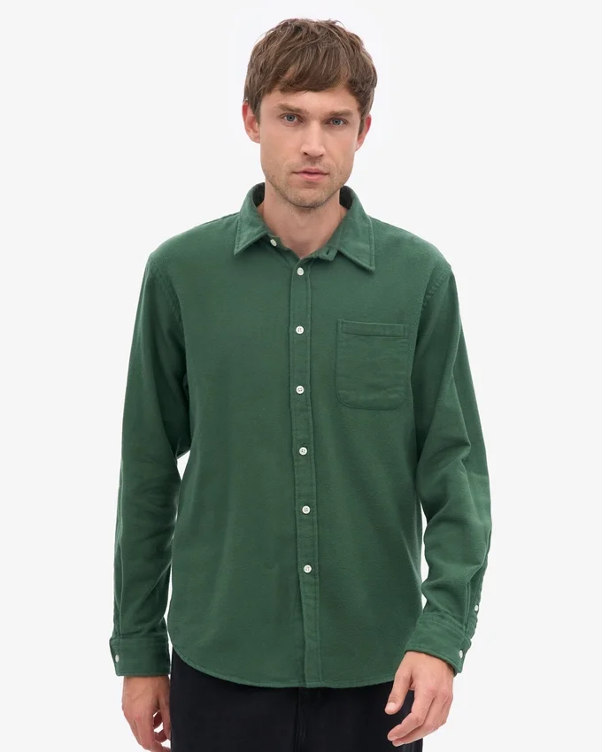 Camisa de franela orgánica - Verde esmeralda