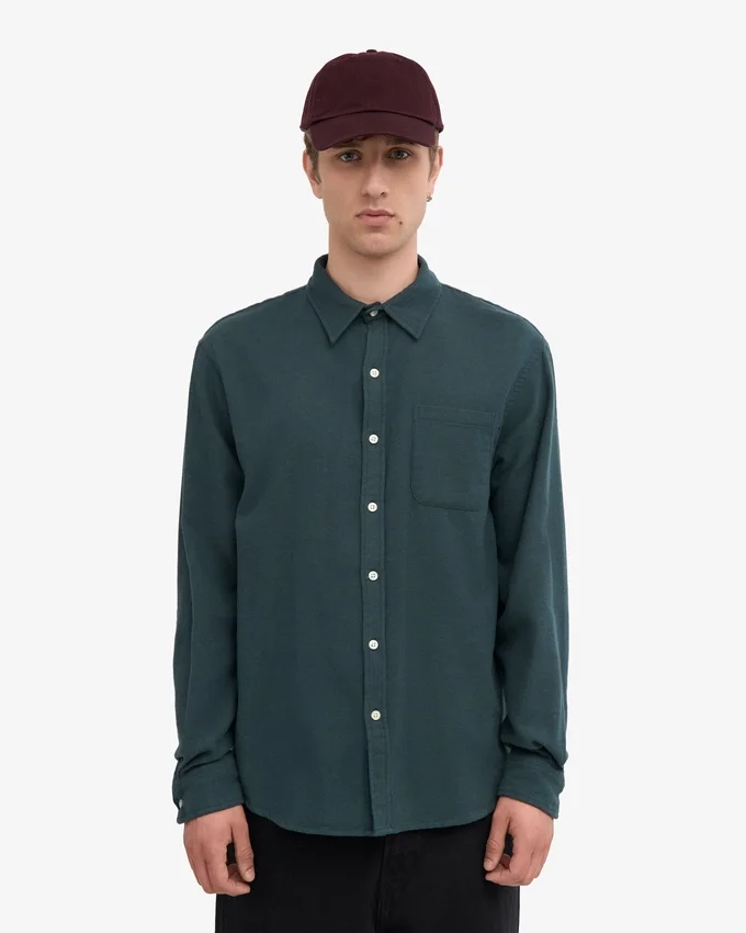 Camisa de franela orgánica - Verde océano