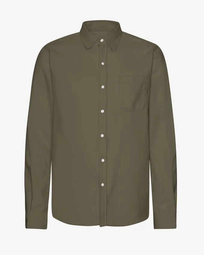 Camisa de franela orgánica - verde oliva apagado