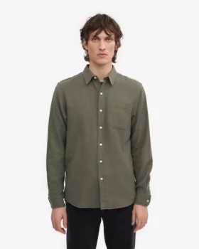 Camisa de franela orgánica – verde oliva apagado