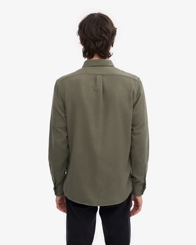 Camisa de franela orgánica - verde oliva apagado