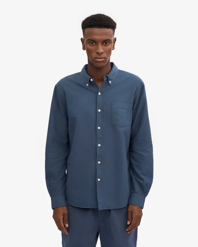 Camisa Organic Button Down - Azul petróleo