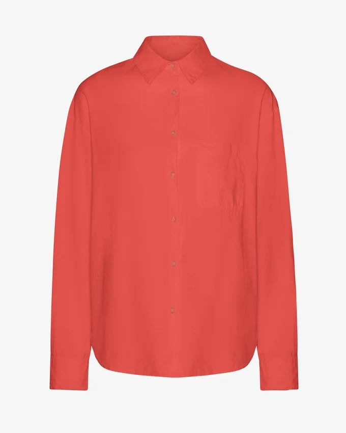 Camisa orgánica de corte holgado - Rojo mandarina