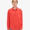 Camisa orgánica de corte holgado - Rojo mandarina