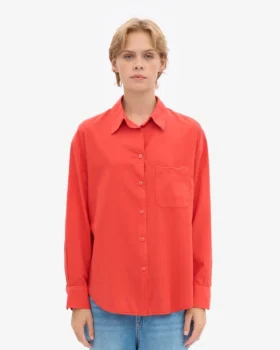 Camisa orgánica de corte holgado – Rojo mandarina