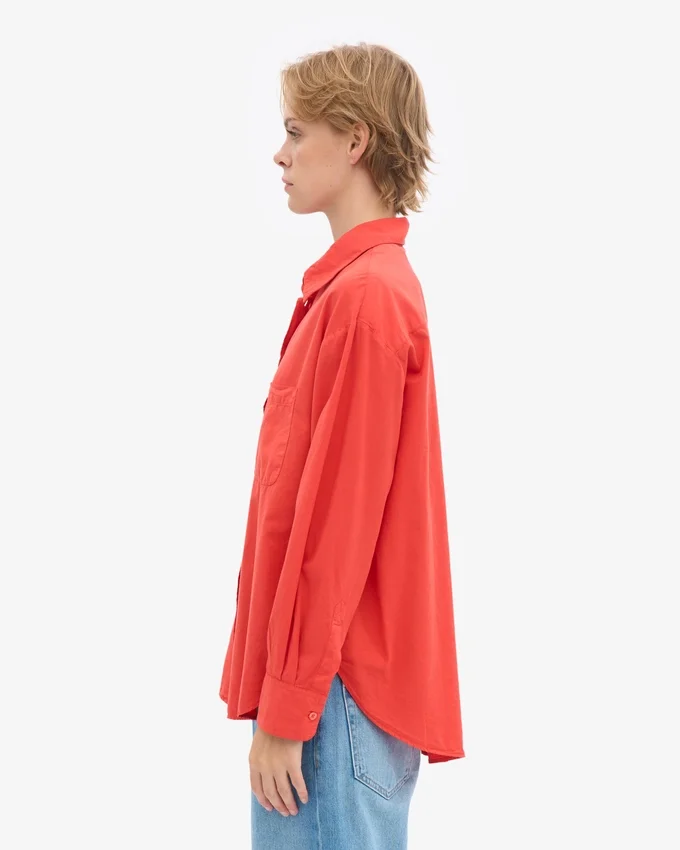 Camisa orgánica de corte holgado - Rojo mandarina