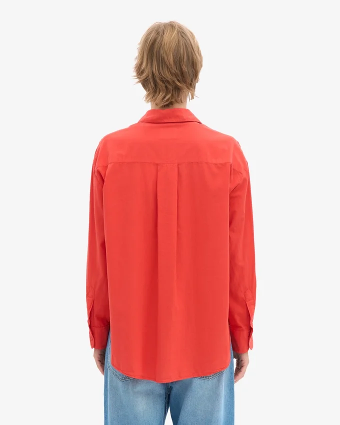 Camisa orgánica de corte holgado - Rojo mandarina