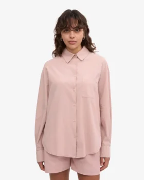 Camisa orgánica de corte holgado – Rosa descolorido