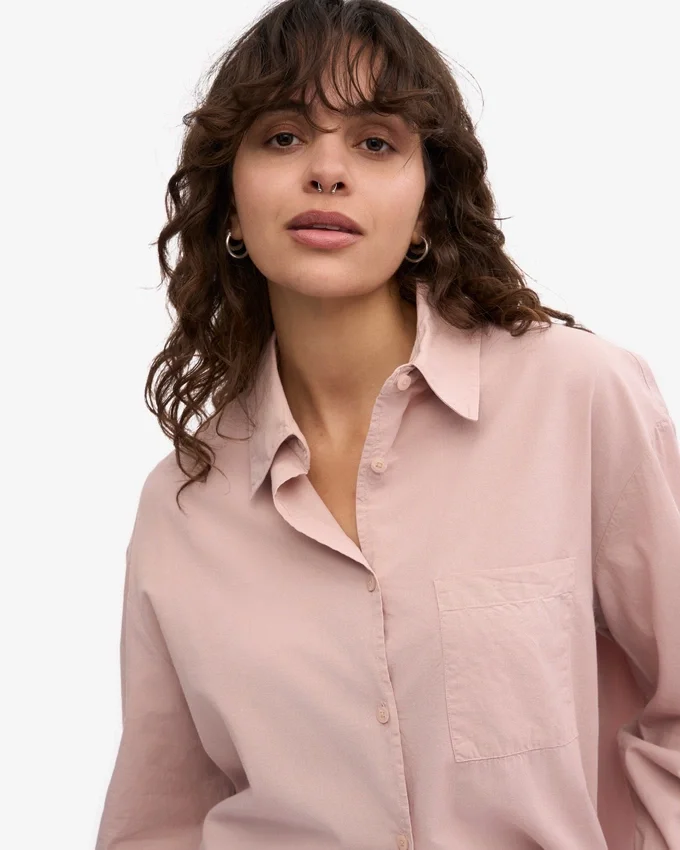 Camisa orgánica de corte holgado - Rosa descolorido