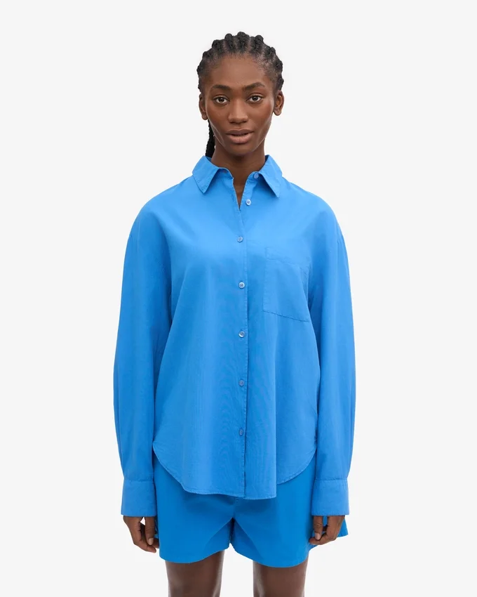 Camisa orgánica oversize - Azul Pacífico