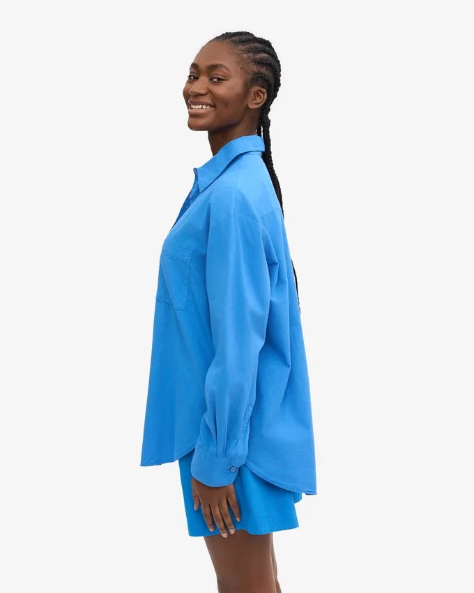 Camisa orgánica oversize - Azul Pacífico