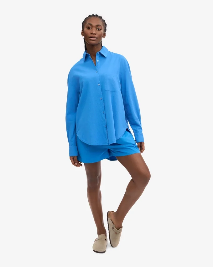 Camisa orgánica oversize - Azul Pacífico