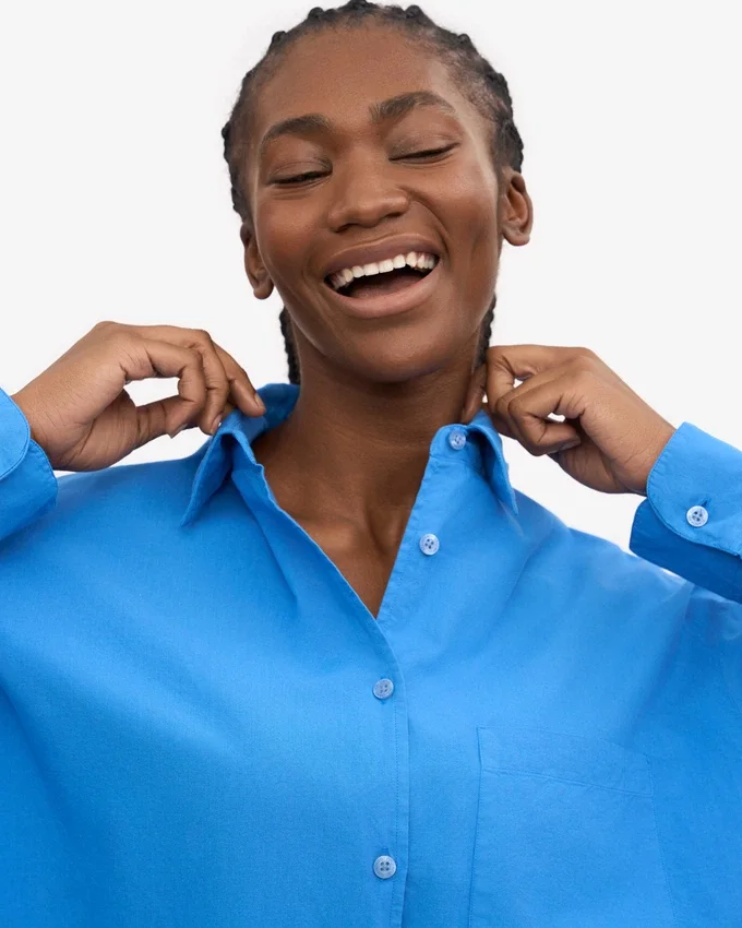 Camisa orgánica oversize - Azul Pacífico