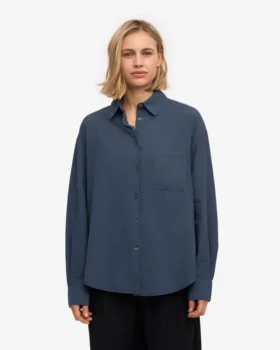 Camisa orgánica oversize – Azul petróleo