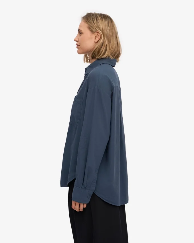 Camisa orgánica oversize - Azul petróleo