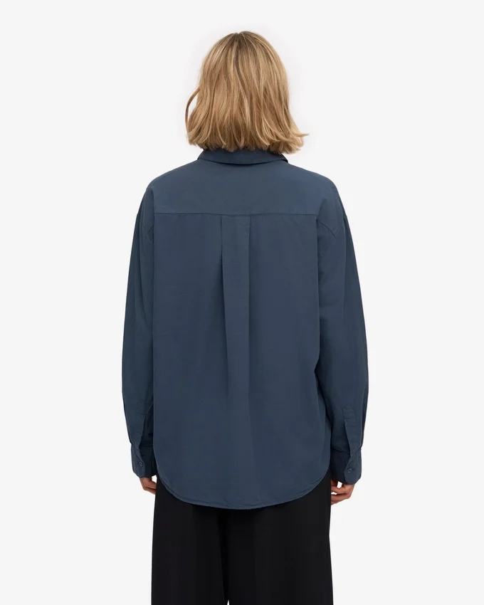 Camisa orgánica oversize - Azul petróleo