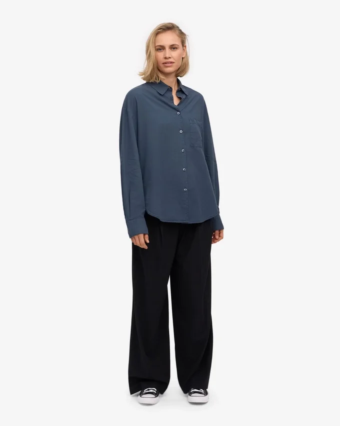 Camisa orgánica oversize - Azul petróleo