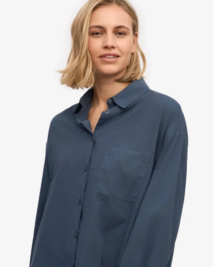 Camisa orgánica oversize - Azul petróleo