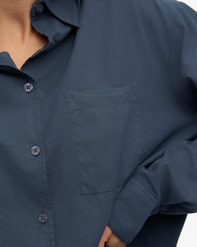 Camisa orgánica oversize - Azul petróleo