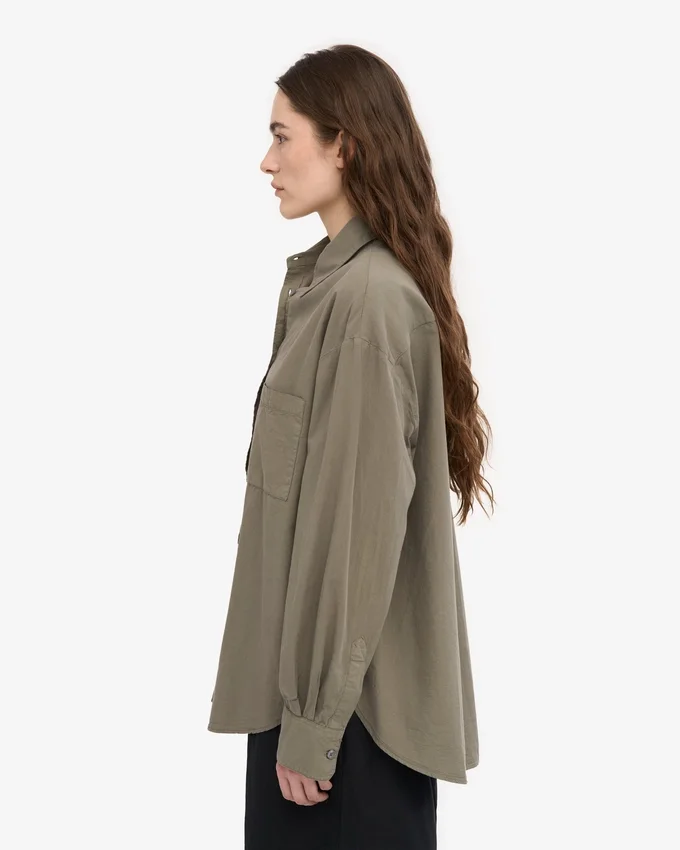 Camisa orgánica oversize - Verde oliva apagado