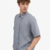 Camisas de lino de manga corta - Azul acero