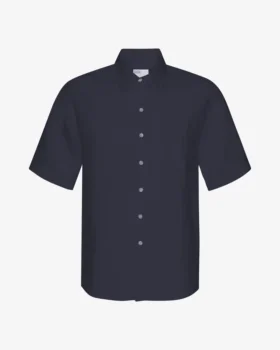 Camisas de lino de manga corta - Azul marino