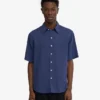 Camisas de lino de manga corta - Azul marino