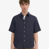 Camisas de lino de manga corta - Azul marino