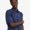 Camisas de lino de manga corta - Azul marino