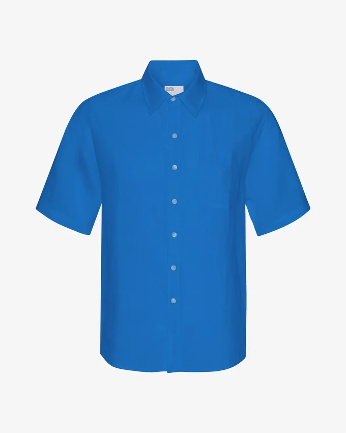 Camisas de lino de manga corta - Azul Pacífico